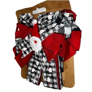 Santa Buffalo Plaid Christmas Tree Topper Bow & Santa Head Storage Container Set